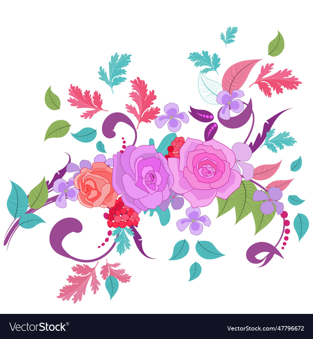 Colorful fancy blooming ornament with roses