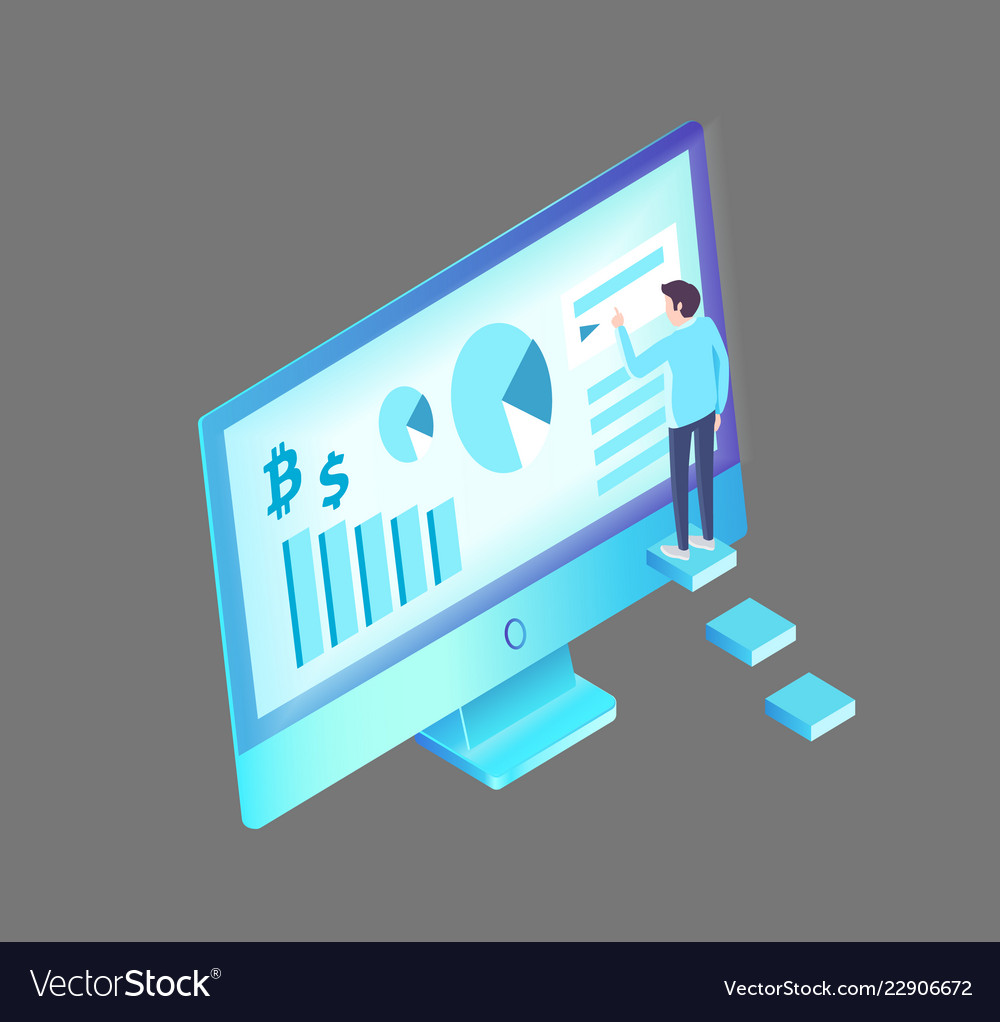 Computer monitor with man vector image Computer monitor with man