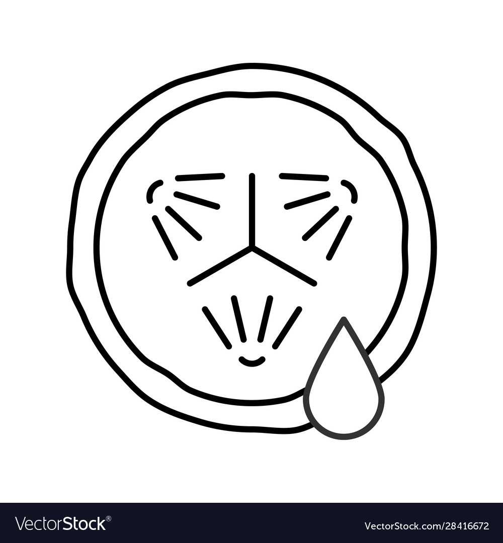 Cucumber slice with juice linear icon vector image Cucumber slice with juice linear icon