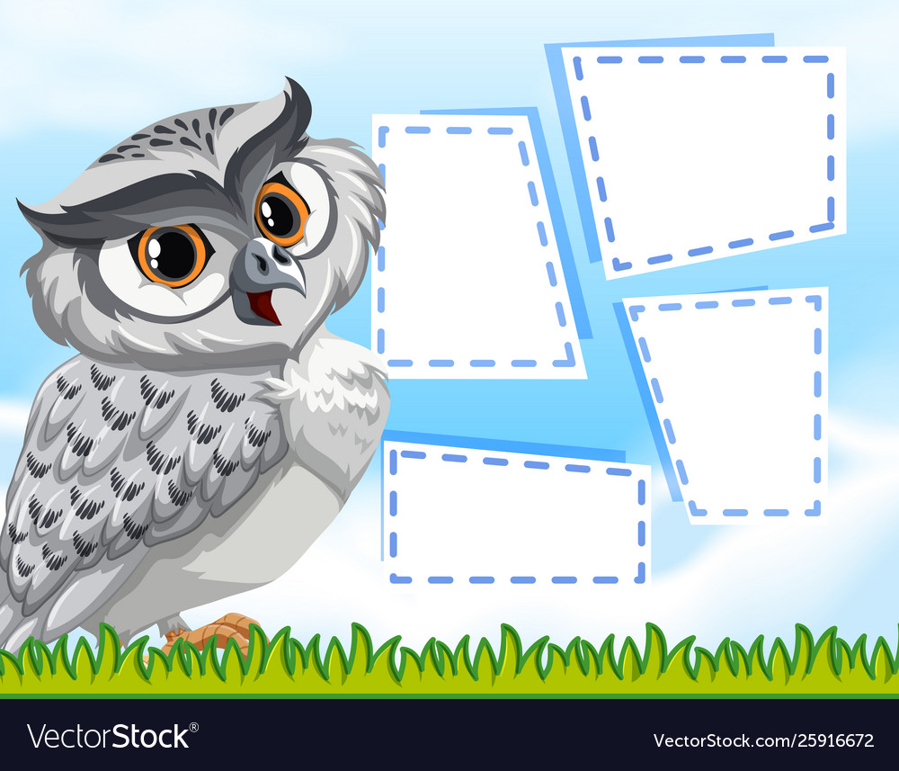 Cute owl frame template Royalty Free Vector Image