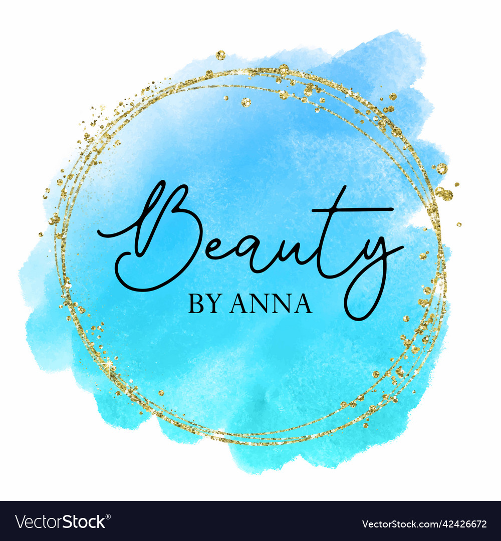 Elegant watercolour logo with decorative gold Vector Image