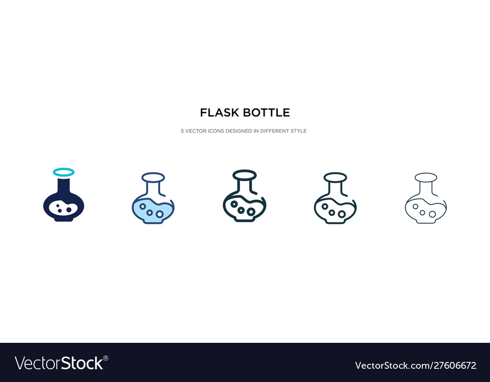 Flask bottle icon in different style two colored vector image Flask bottle icon in different style two colored