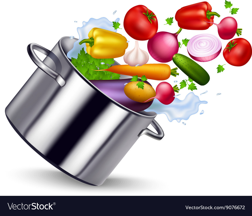 Fresh vegetable in metal pan Royalty Free Vector Image