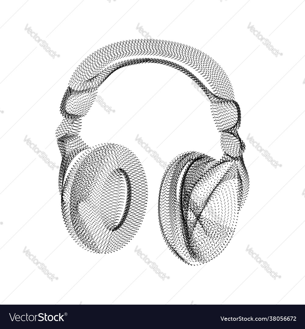 Headphones silhouette consisting black dots