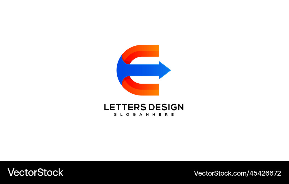 Initial letter e arrow logo design Royalty Free Vector Image
