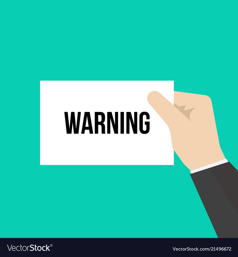 Man showing paper warning text vector image Man showing paper warning text