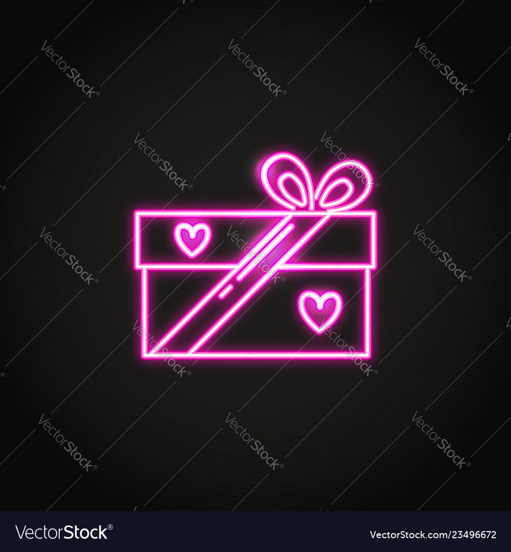 Neon Geschenkbox-Symbol im Linienstil