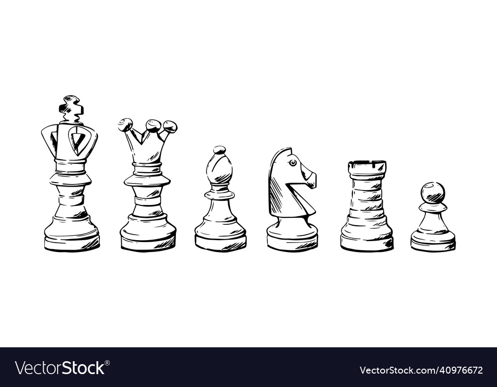 Hand-drawn sketch of rook chess piece on a white Vector Image