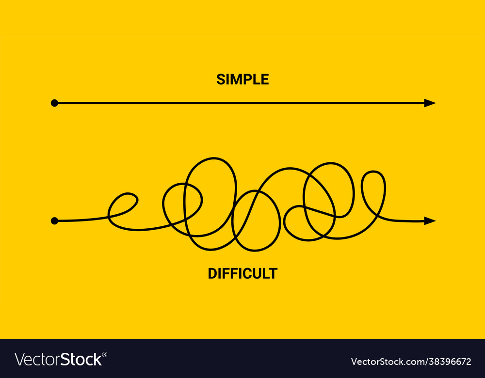 Simple or difficult way path concept easy vector image Simple or difficult way path concept easy