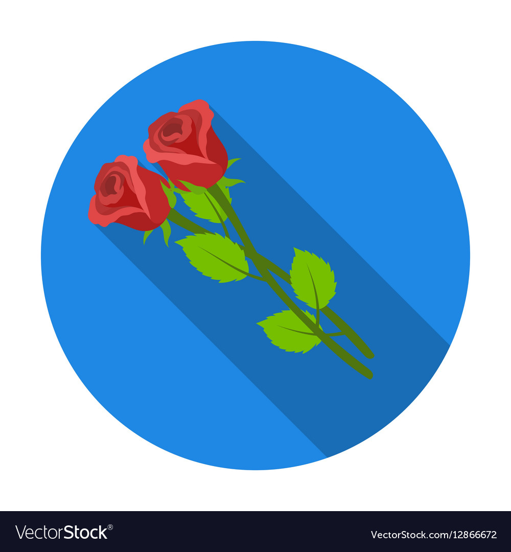 Two roses icon in flat style isolated on white