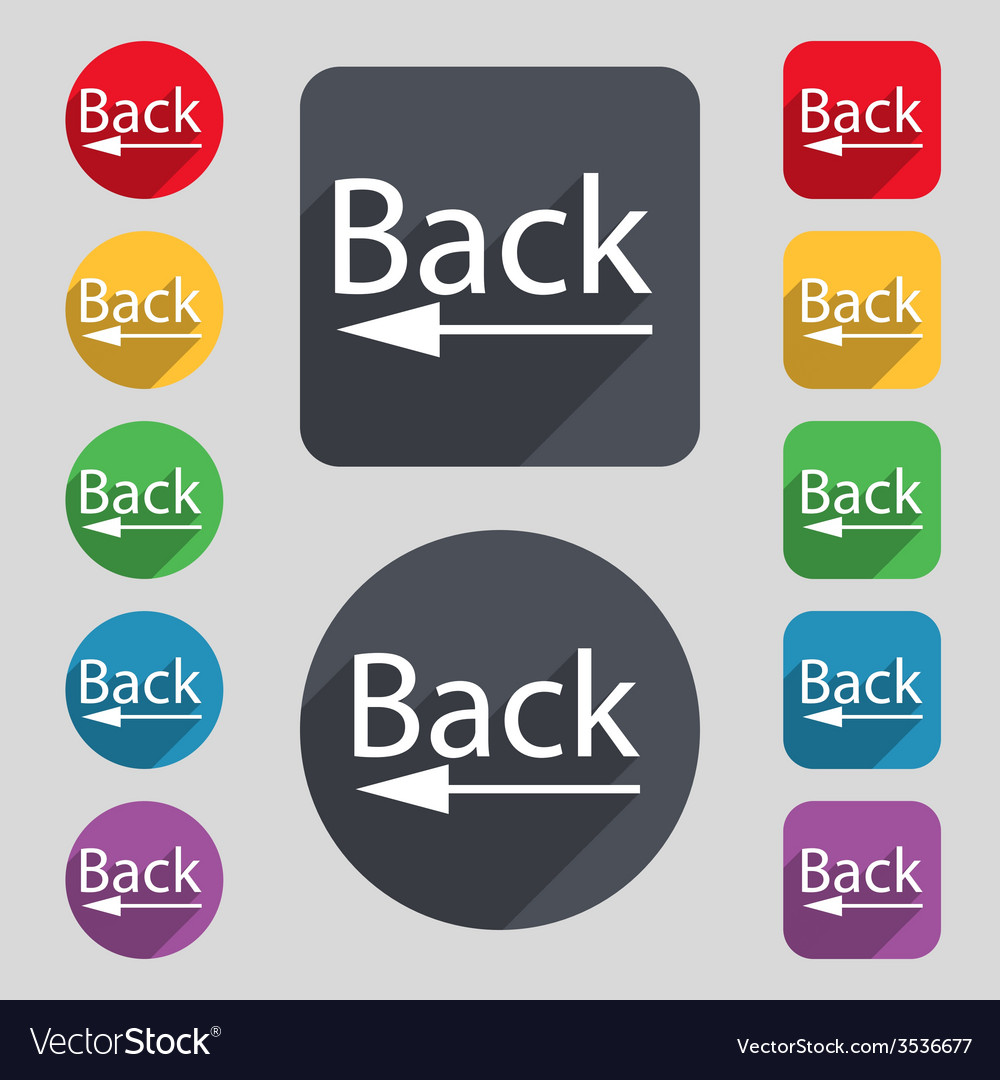 Arrow sign icon back button navigation symbol set