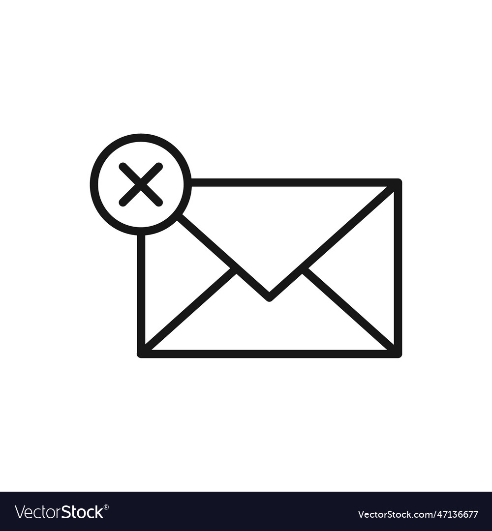 Editable icon of delete message isolated on white vector image Editable icon of delete message isolated on white