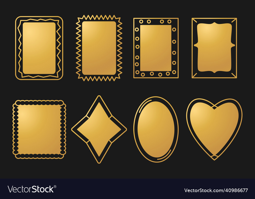 Frames photo golden gradient silhouette line set Vector Image