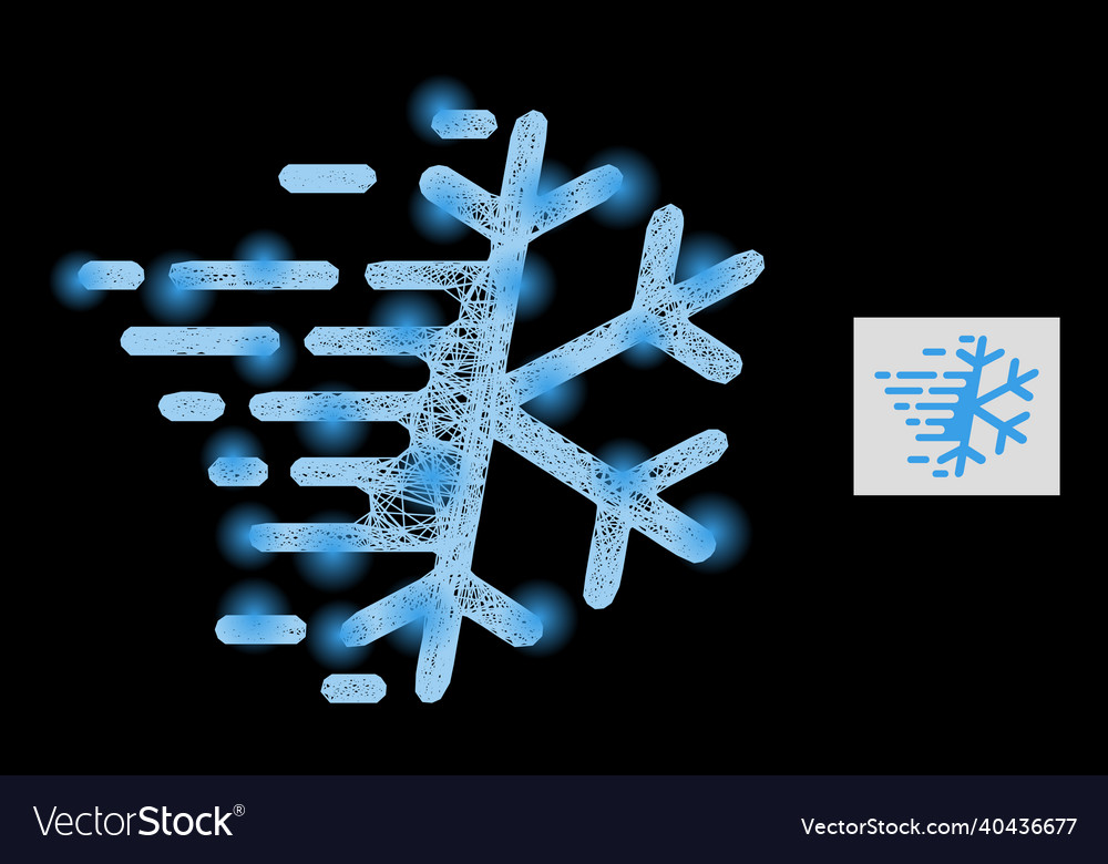 Glossy network mesh frost snowflake with light