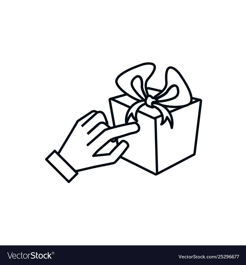 Hand with gift box present Royalty Free Vector Image