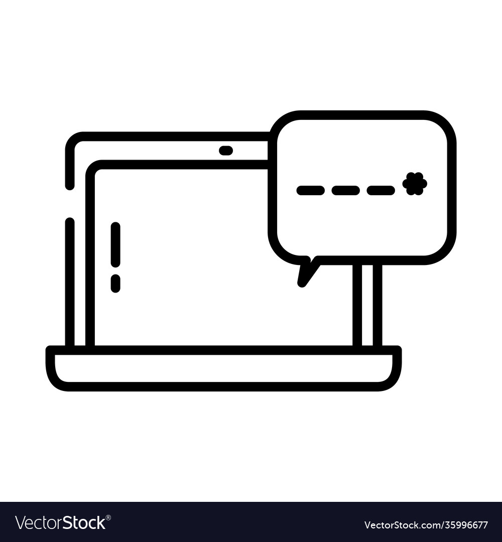 Laptop computer with speech bubble half line