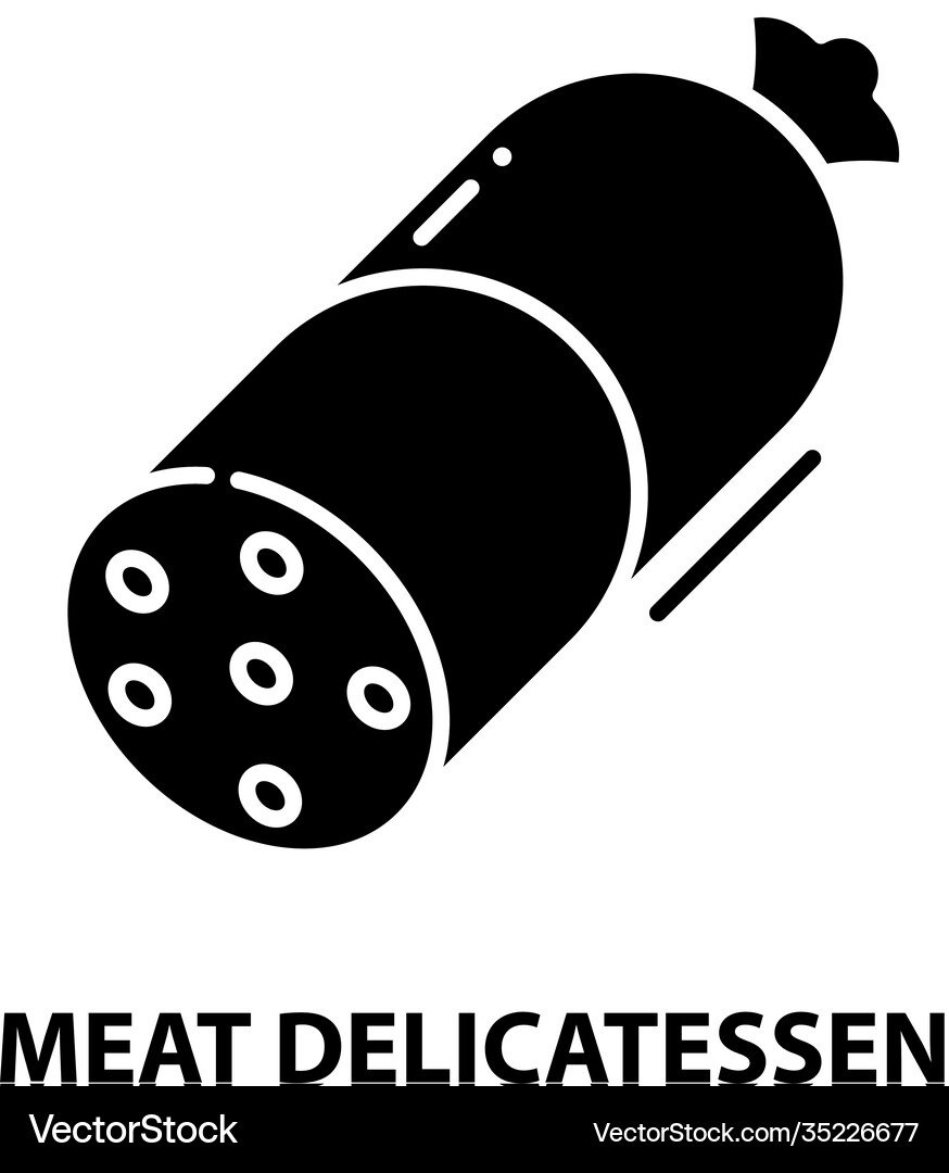 Meat delicatessen icon black sign Royalty Free Vector Image