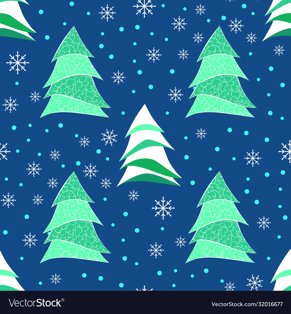 Seamless Pattern With Stylized Christmas Tree Vector Image