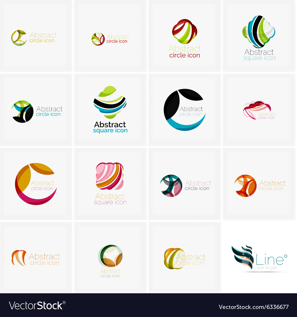 Set of abstract wavy elements circles swirls