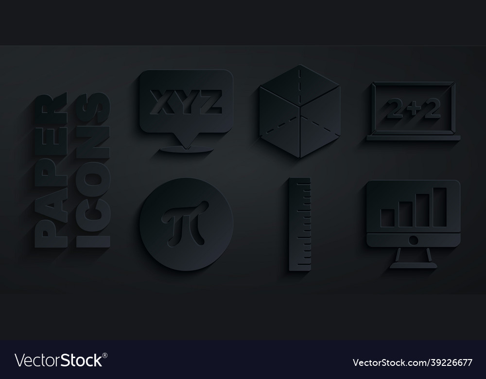 Set ruler chalkboard pi symbol computer monitor vector image Set ruler chalkboard pi symbol computer monitor