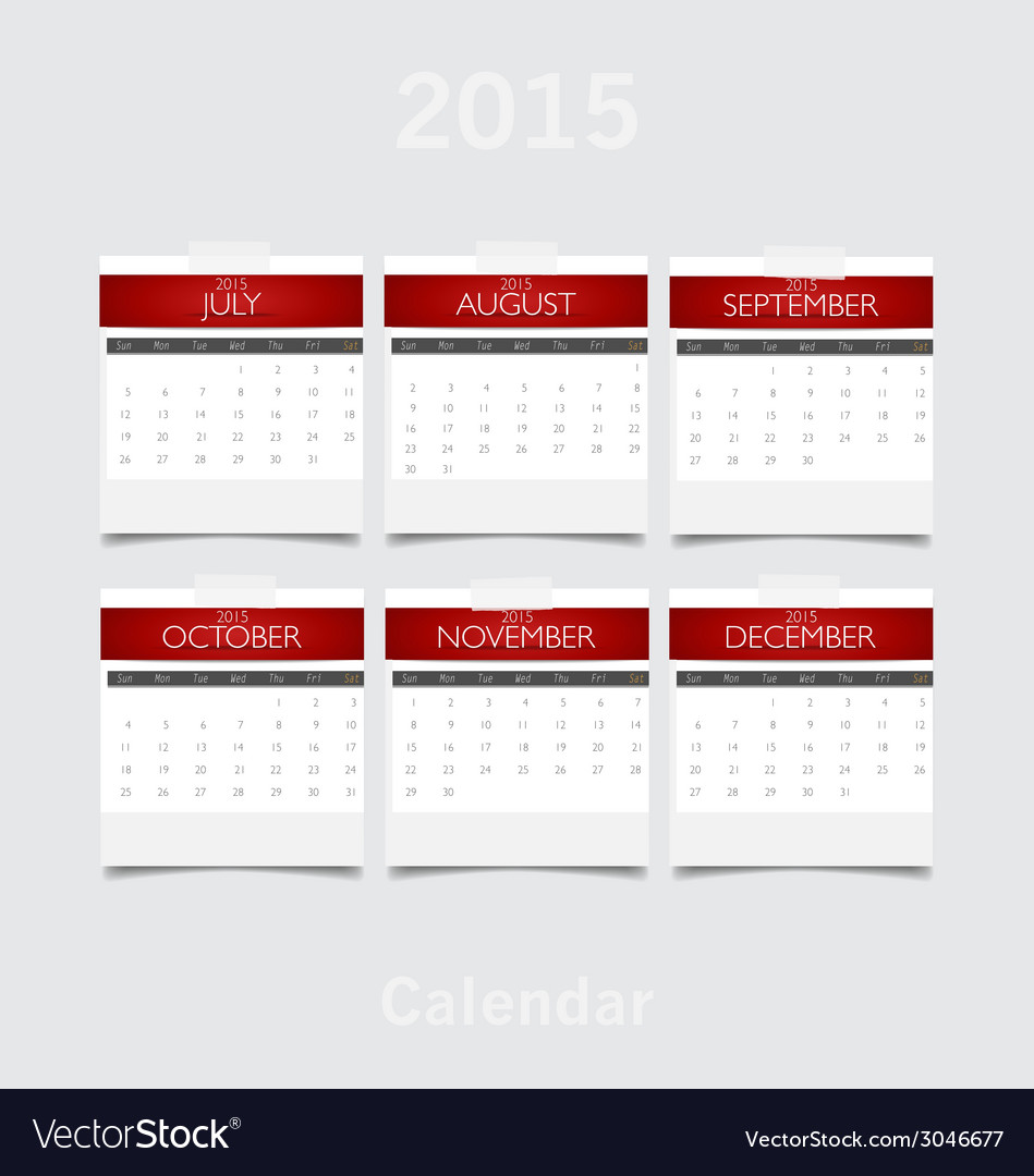 Simple 2015 year calendar july august september