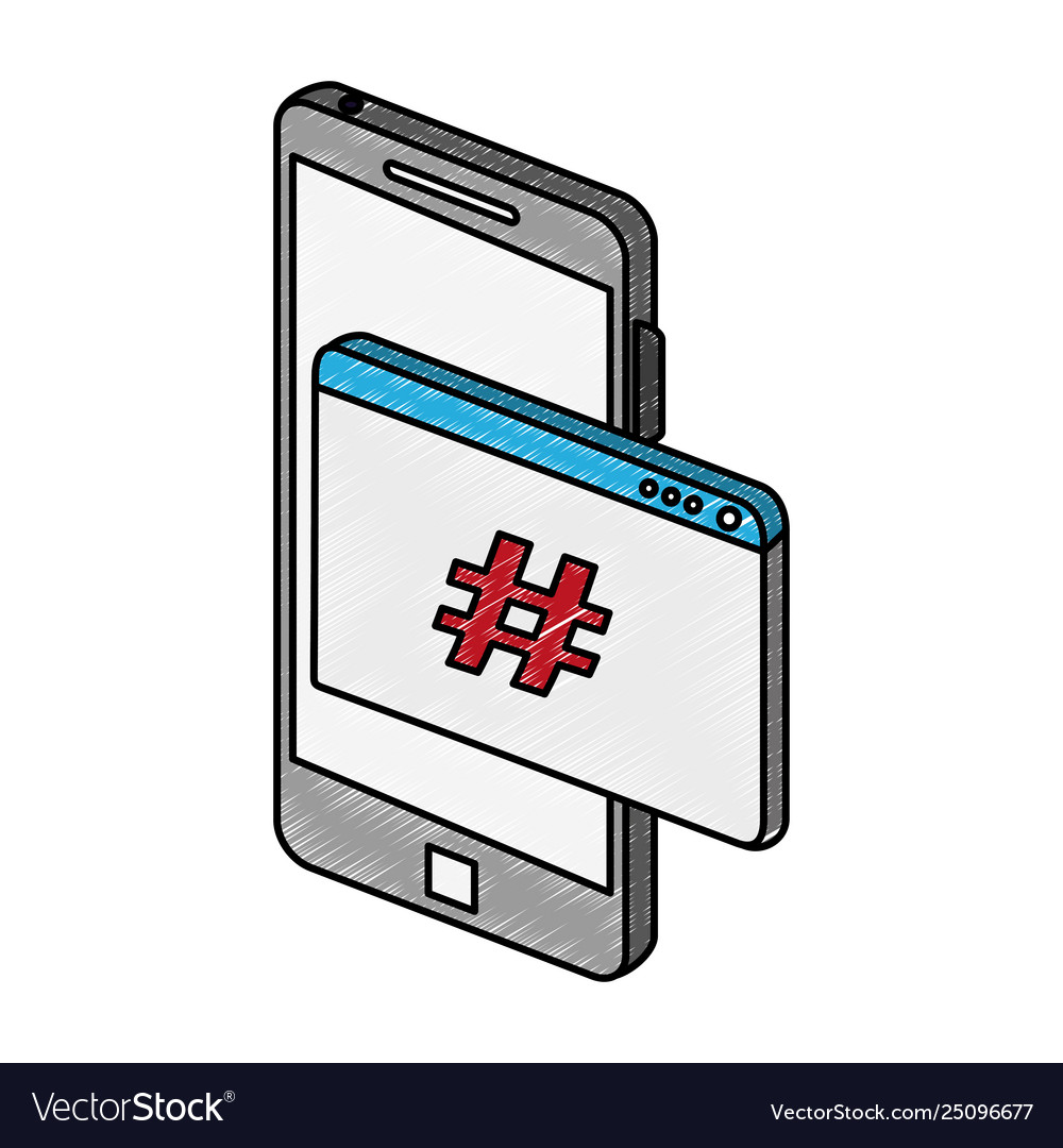 Smartphone programming code symbol scribble vector image Smartphone programming code symbol scribble