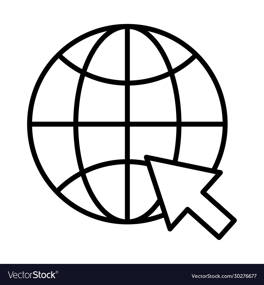 Sphere browser with mouse pointer line style icon