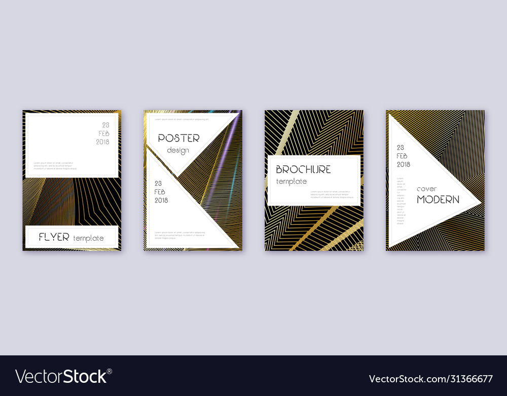 Stylish brochure design template set gold abstract