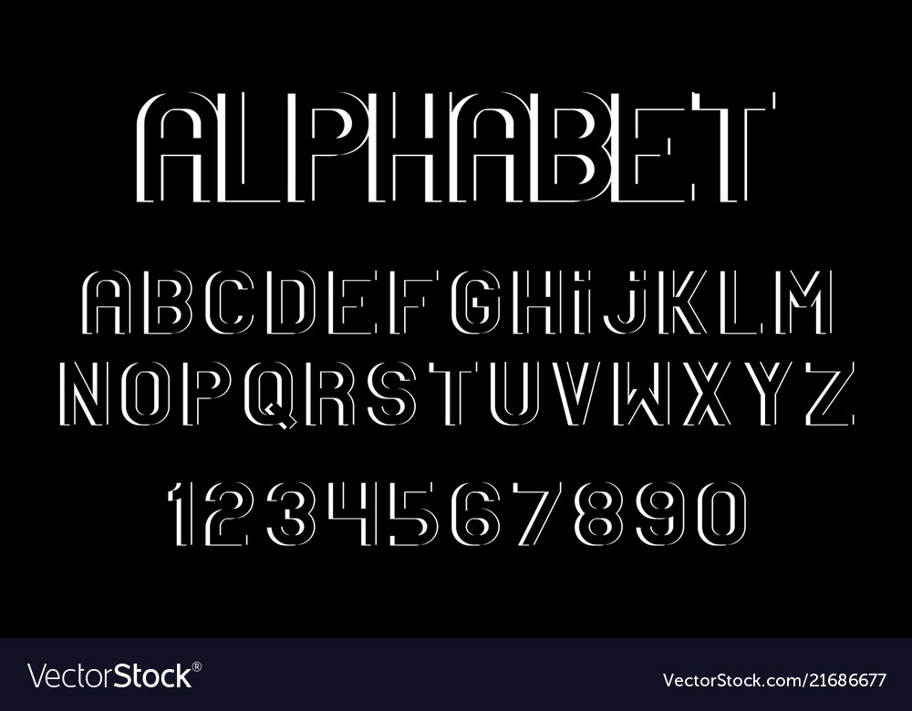 White font and alphabet Royalty Free Vector Image