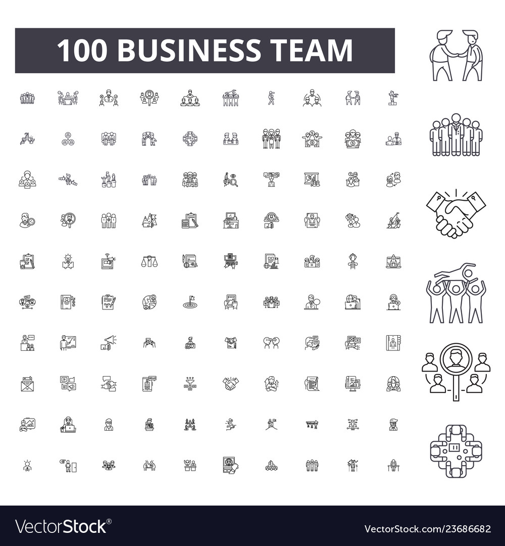 Business Team Line Icons - 100 Icons