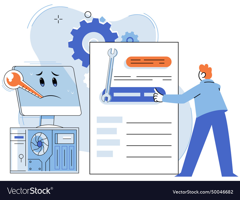 Computer troubleshooting technicians provide Vector Image Computer troubleshooting technicians provide