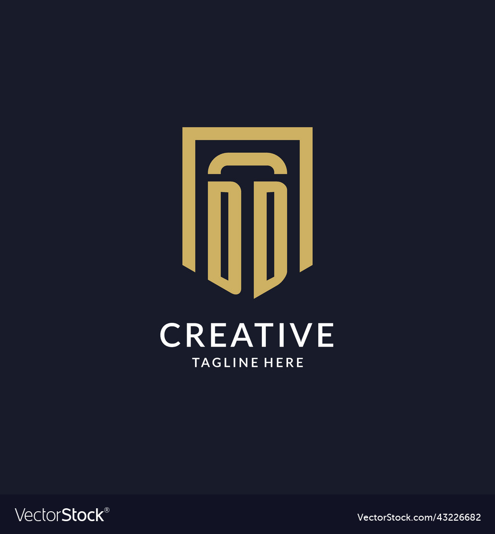 Dd logo initial with geometric shield shape