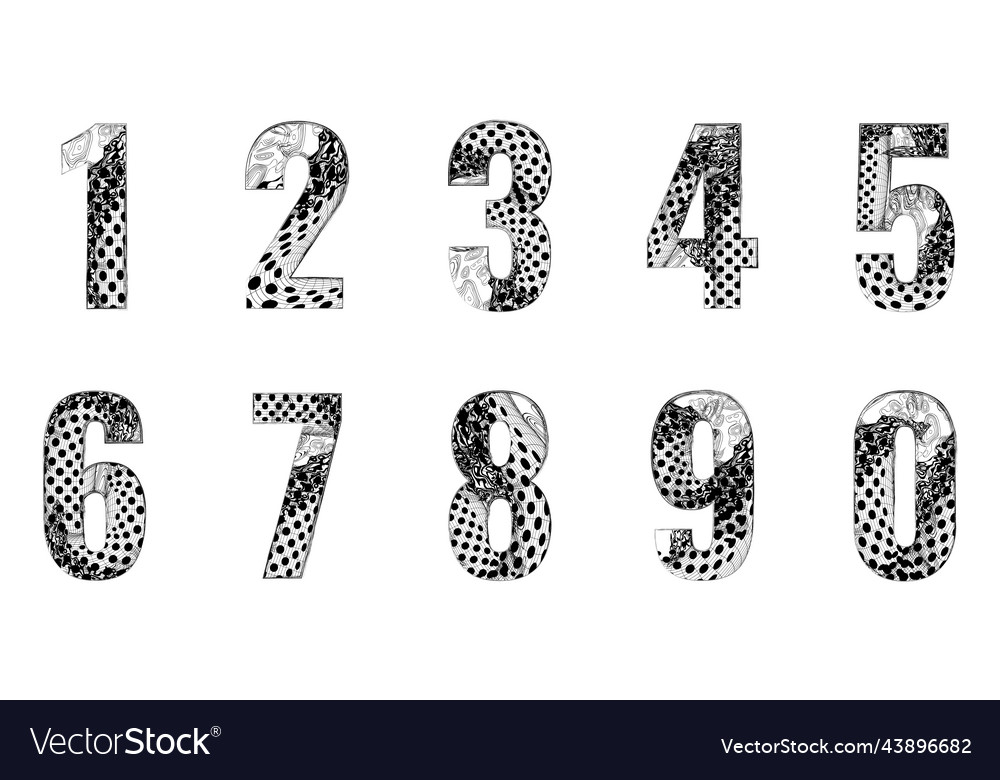 Decorative numbers from one to nine number set