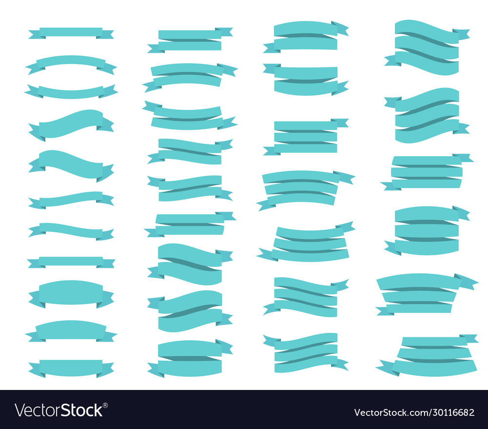 Flat ribbons banners isolated on white background