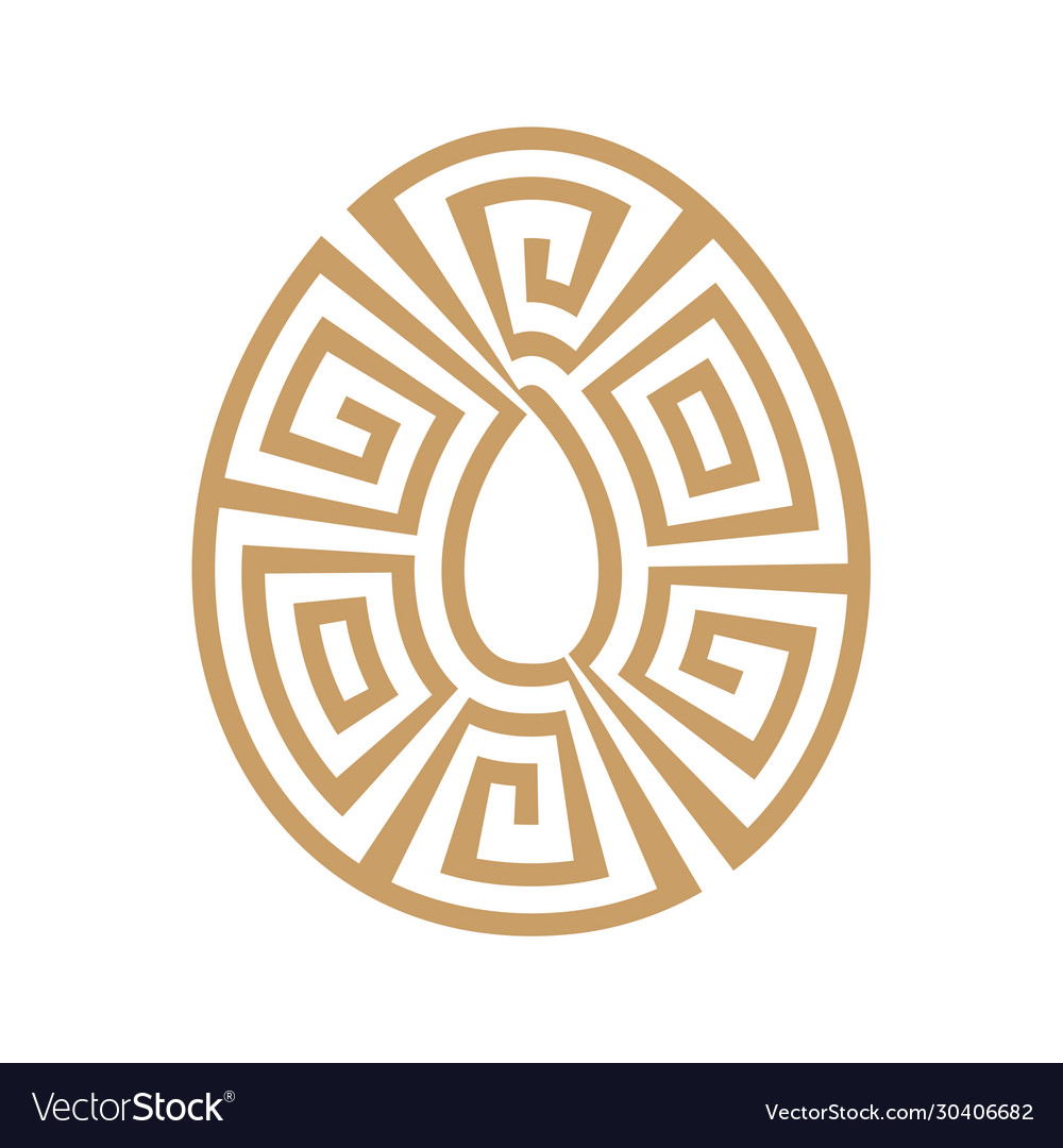 Greek key round frame egg border