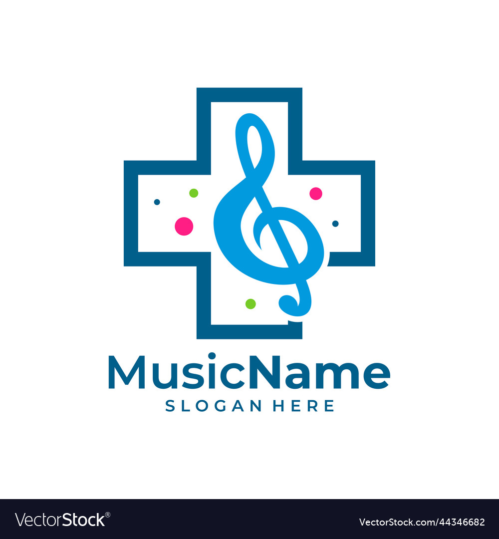 Health music logo plus design template Royalty Free Vector