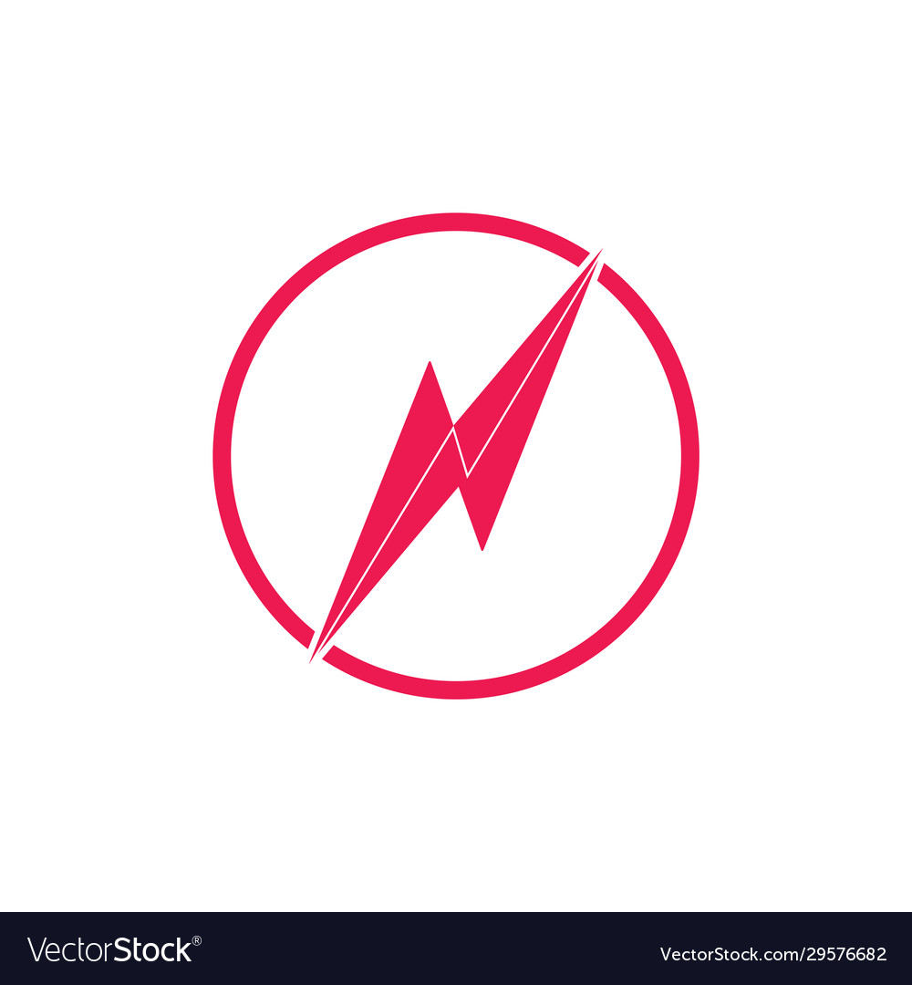 Letter n circle thunder shape logo