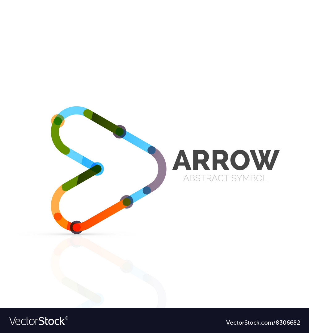 Linear arrow abstract logo connected multicolored Vector Image