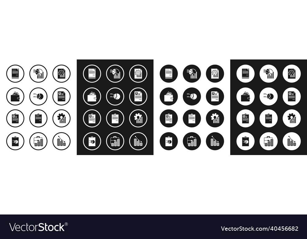 Set document with graph chart pie infographic vector image Set document with graph chart pie infographic