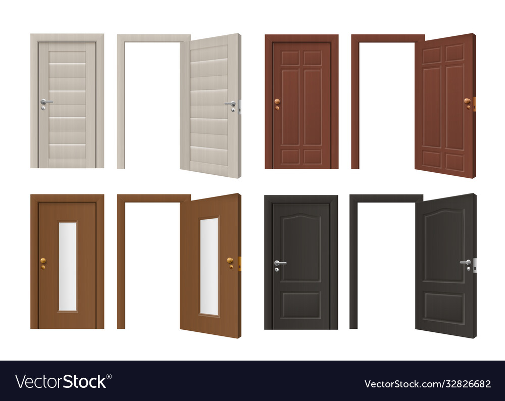 Set templates doorway with door 3d realistic