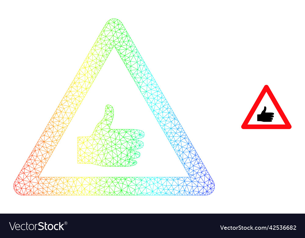 Spectral net gradient thumb up warning icon vector image Spectral net gradient thumb up warning icon