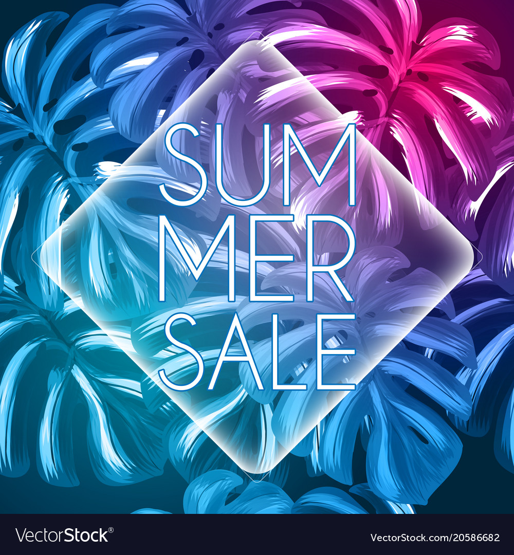 Summer sale tropical design with palm leaves