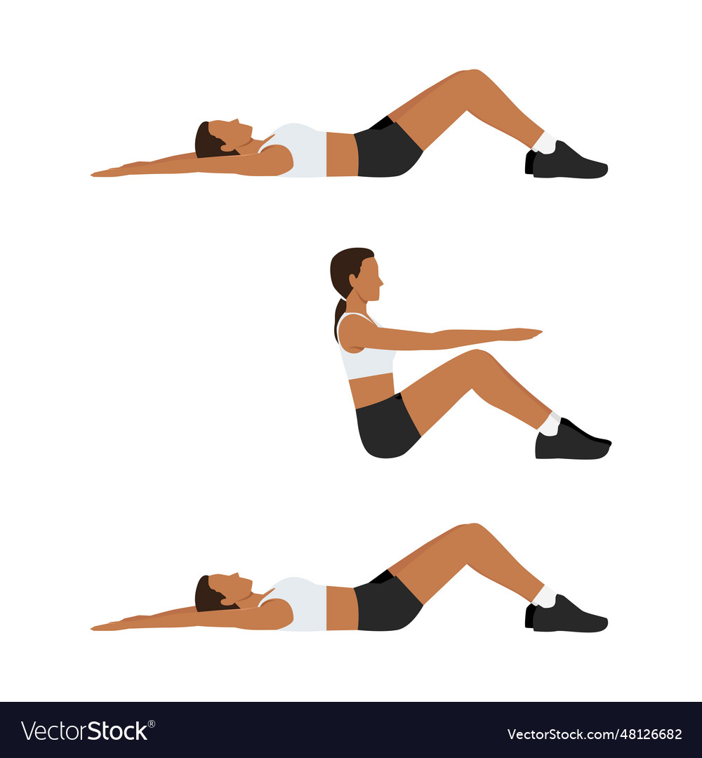 Woman lie down on her back and curl upper body Vector Image