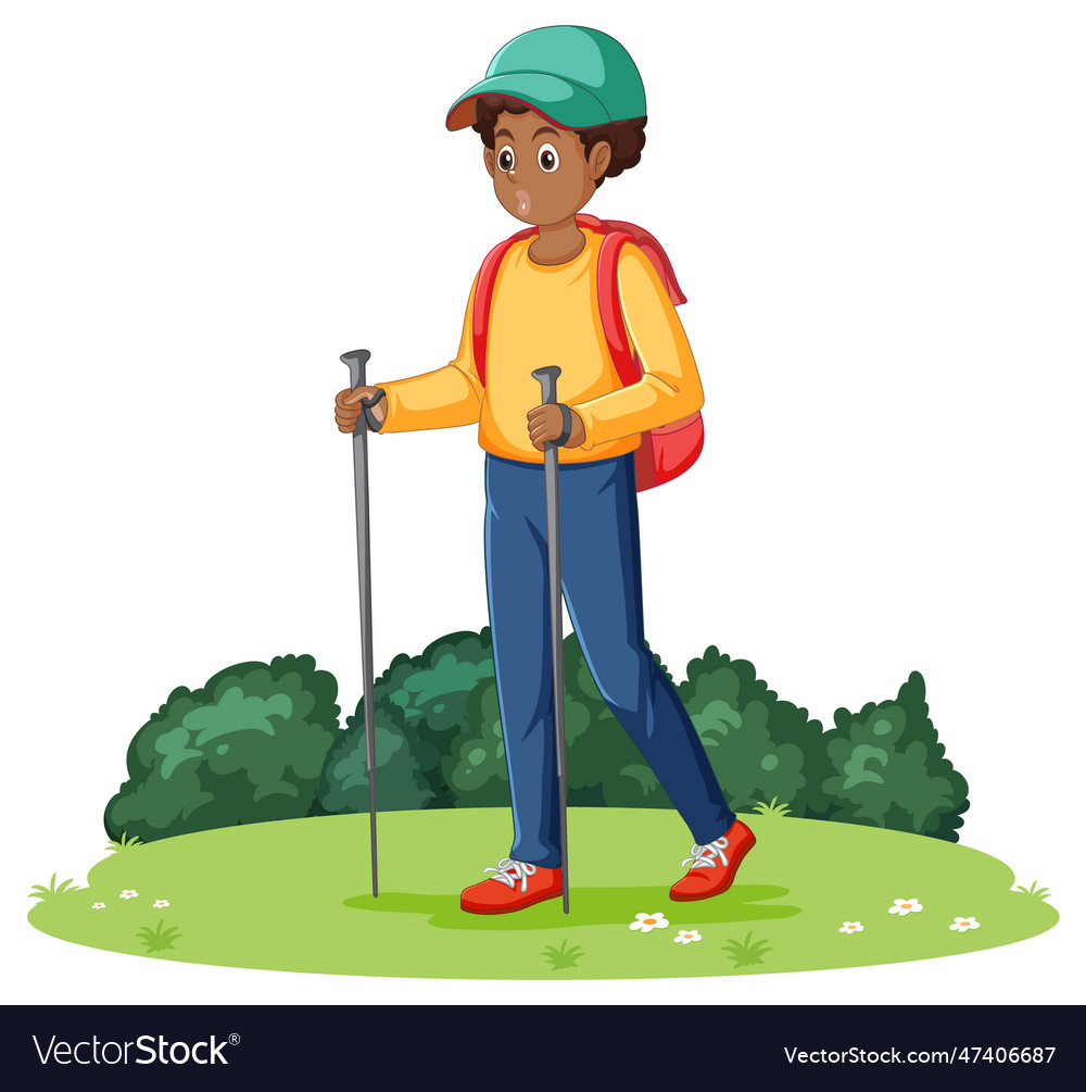 A male teen hiking Royalty Free Vector Image - VectorStock