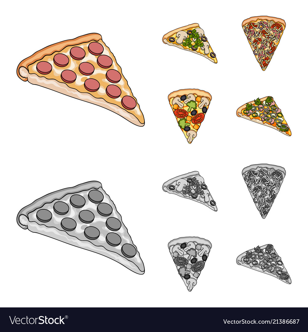 A slice of pizza with different ingredients Vector Image