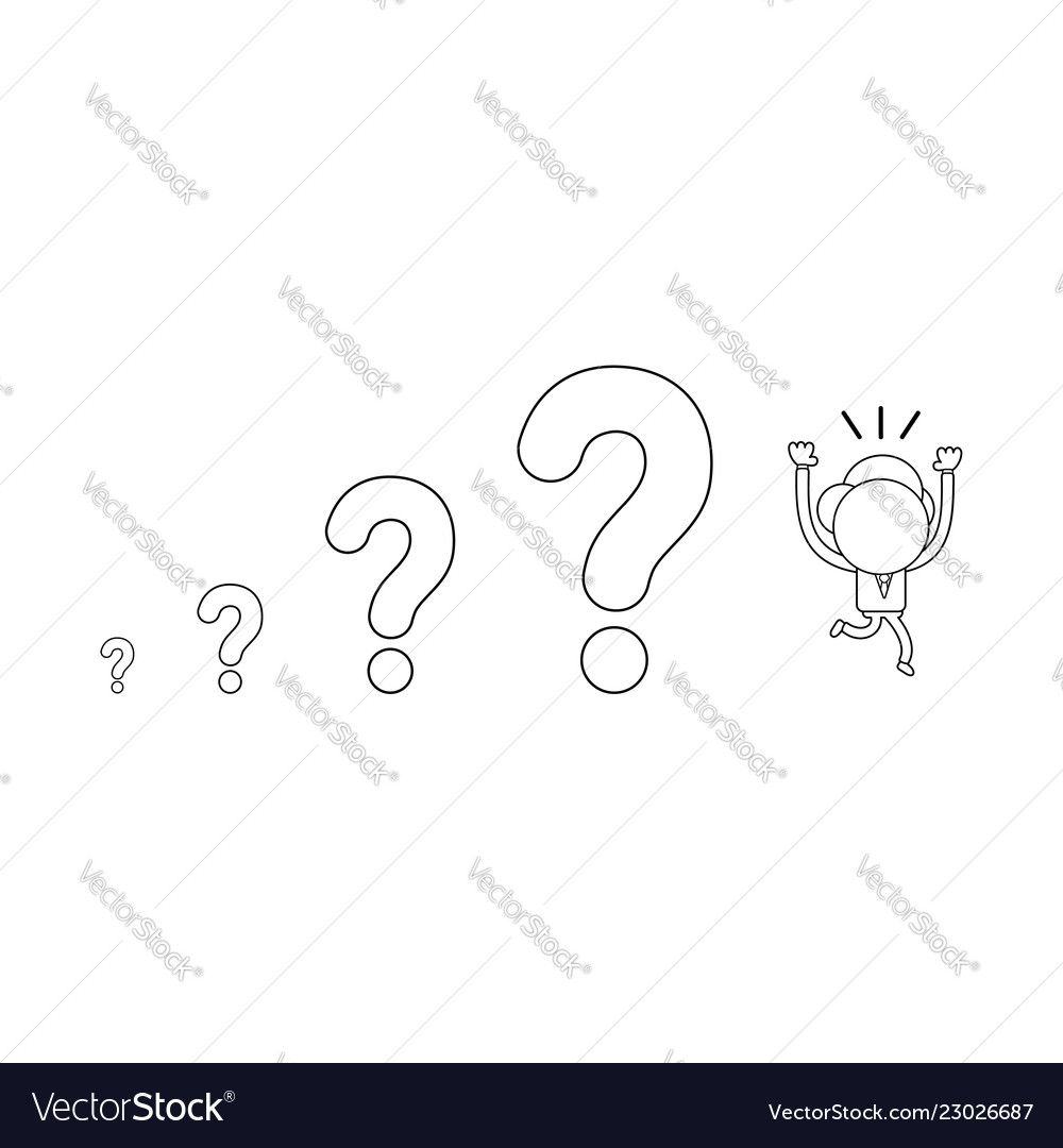 Businessman character running away from question