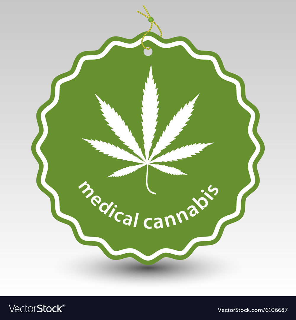 Cannabis marijuana leaf stamp tag label