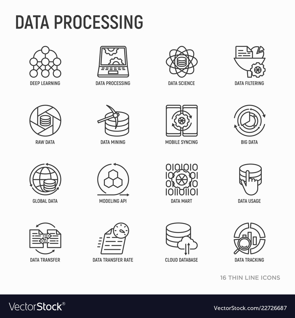 Data Processing Icons - Thin Line Set