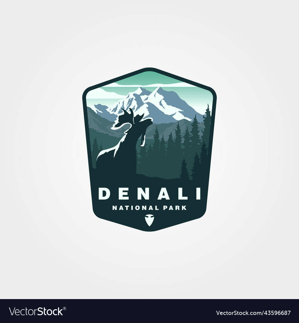 Denali National Park Sticker Patch Logo Design Vector Image