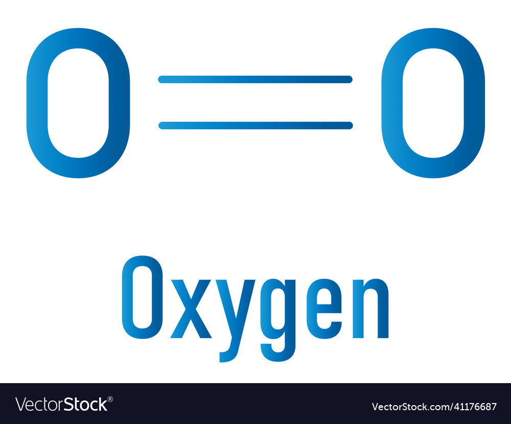 Elemental oxygen o2 molecule skeletal formula vector image Elemental oxygen o2 molecule skeletal formula